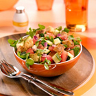 Broodsalade met courgette, tomaat en rucola