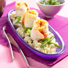 Gegratineerde scholrolletjes met paprika