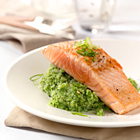Zalm op broccolipuree