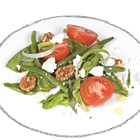 Zomersalade met tomaten, boontjes, dragon en geitenkaas