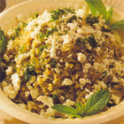 Aubergine puree met uien en munt