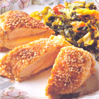 Kalkoen-cordonbleu met een sesamkorstje