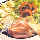 Salade met gerookte eendenborst en paddenstoelen