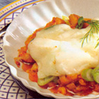 Kabeljauw met pesto en mozzarella