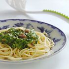 Spaghetti met spinazie en champignons