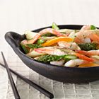 Asperges met gamba's uit de wok