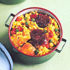 Snelle paella met chorizo en kip