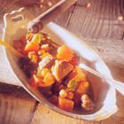 Pompoen curry met kikkererwten en lamsvlees