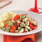 Roergebakken tuinbonen met aardappelpuree