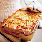 Aardappelgratin met maïs en pompoen