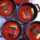 Kabeljauw met chorizo en paprikacoulis