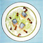 Spitskool met zalm en spekjes