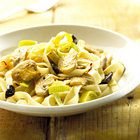 Tagliatelle met prei en saffraan