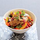 Varkensfilet met zoetzure perziken