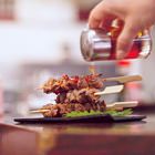 Yakitori van runderreepjes teriyaki
