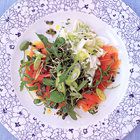 Komkommersalade met gerookte zalm en verse kaas