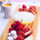 Chocoladefondue van witte chocolade