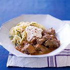 Biefstuk Stroganoff met peterselie tagliatelle