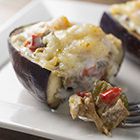 Gevulde aubergine met tonijn, tomaat en pecorino