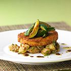 Aardappelsalade met courgette en vegetarische burgers