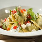 Ravioli met romige spinazie