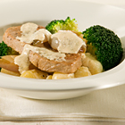 Broccoli met krieltjes en hamlappen in sjalottensaus