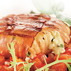 Salade met paprika, roomkaas en Parmaham