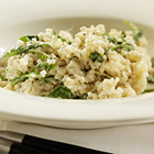 Vegetarische risotto met roomkaas en rucola