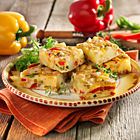 Paprikatortilla met geitenkaas