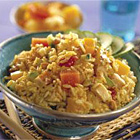 Vegetarische nasi met mango en cashewnoten