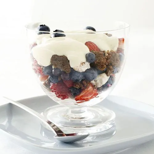 Roggebroodtoetje met rood fruit