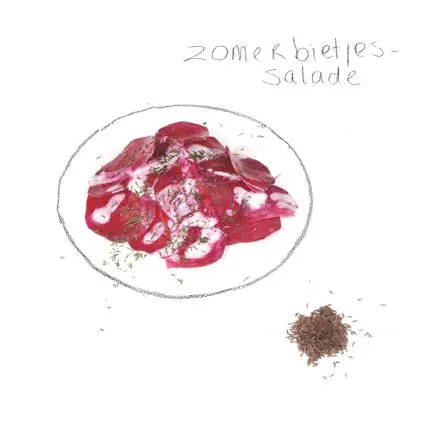 Bietensalade van rozerode zomerbietjes