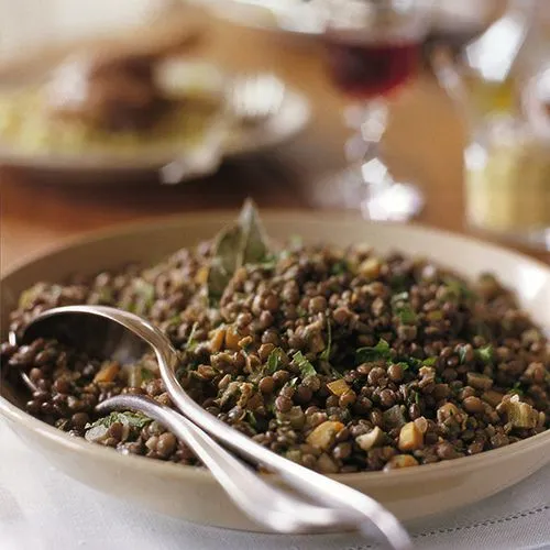 Warme linzen met vinaigrette