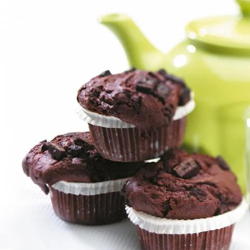 Chocolade muffins met pecannoten