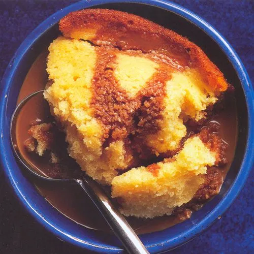 Warme chocoladepudding van witte chocolade