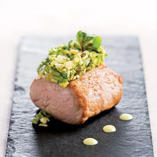 Varkenshaas met wasabi en knapperige groenten
