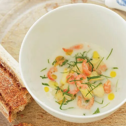 Aspergesoep met Stellendamse garnalen