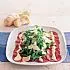 Rundercarpaccio met rucola, Parmezaanse kaas en aioli