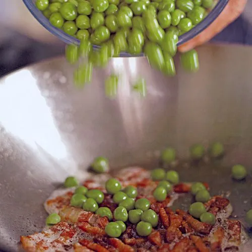 Doperwten met pancetta