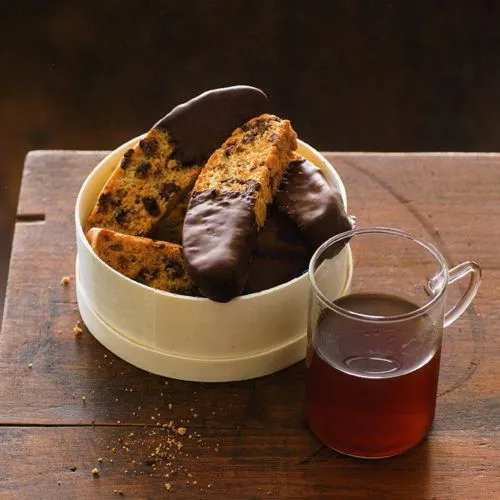 Biscotti met chocoladeglazuur