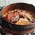 Lamsbout met rijstvormige pasta uit de oven