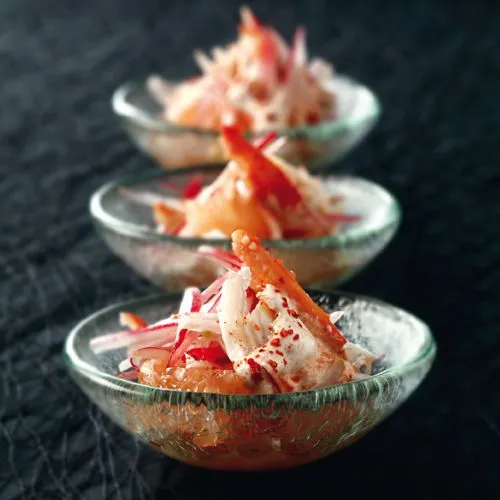 Krabsalade met grapefruit en radijsjes