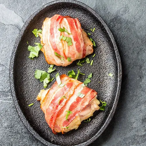 Gevulde kipfilet met spinazie en grove mosterdsaus