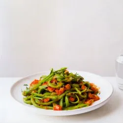 Tip: Snijbonen-spaghetti met verse tomatensaus