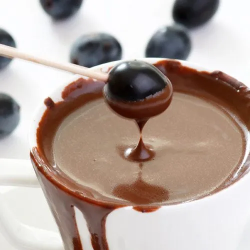 Chocoladefondue met bosbessen