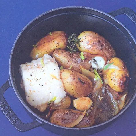 Stoofpotje van kabeljauw en aardappelen