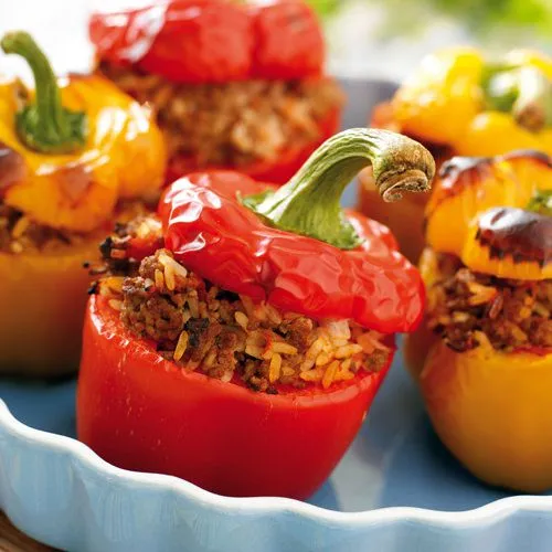 Gevulde paprika met gehakt en rijst