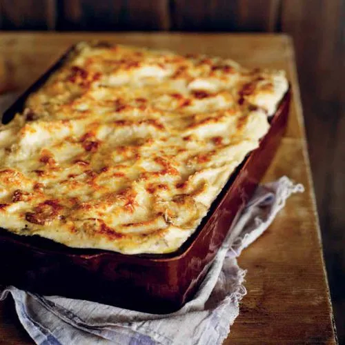 Lasagne met kip en kastanjechampignons