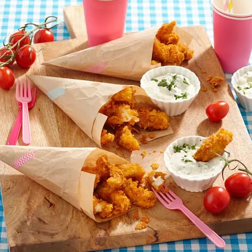 Visnuggets met peterseliedip