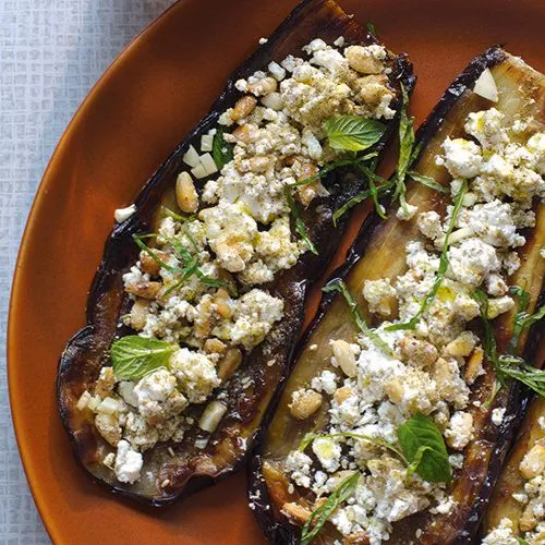 Gegrilde aubergine met feta
